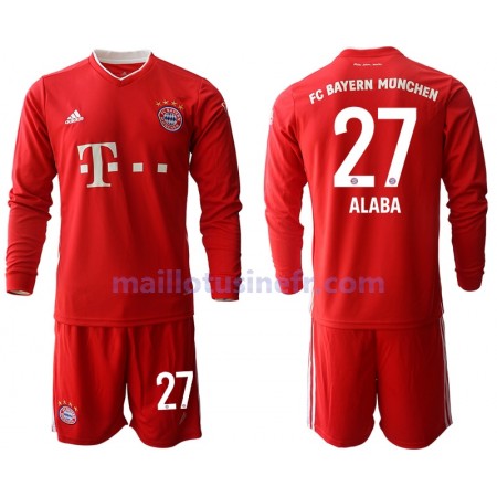 Maillot de Foot Bayern Munich David Alaba 27 Domicile 2020-21 Manches Longues - Enfant